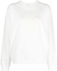 Tory Burch - Logo Sponged Cotton Sweatshirt - Lyst
