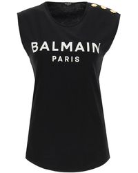 Balmain T-shirt With Flocked Logo - Black