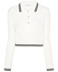 Alessandra Rich - Cable Knit Polo Sweater - Lyst