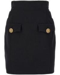 Balmain - Contrast Button Mini Skirt - Lyst