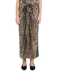 glamorous satin midi skirt in leopard print