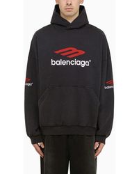 Balenciaga - Icon B Sport Hoodie Black/red - Lyst