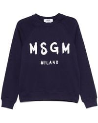 MSGM - Crewneck Sweatshirt With Logo Print - Lyst