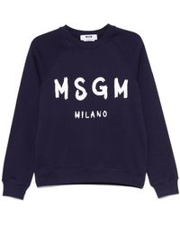 MSGM - Crewneck Sweatshirt With Logo Print - Lyst