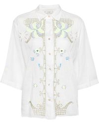 Forte Forte - Half-Sleeved Voile Shirt With Eden Embroidery - Lyst