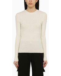 Canada Goose - White Rib Knitted Sweater In Wool - Lyst