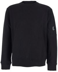 C.P. Company - Crew Neck Sweater With Logo Patch Applied On The Sleeve - Lyst