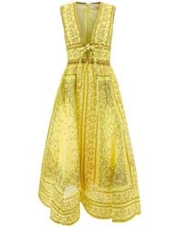 Zimmermann - Bow-detail Sleeveless Linen And Silk-blend Midi Dress - Lyst