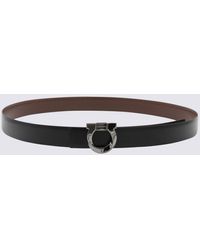 Ferragamo - Black And Brown Leather Reversible Gancini Belt - Lyst