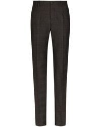 Dolce & Gabbana - Prince Of Wales Patterned Wool Tailored Trousers - Lyst