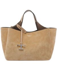 Tod's - Logo-Charm Suede Tote Bag - Lyst