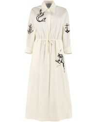 Prada - Printed Cotton Shirt Dress - Lyst