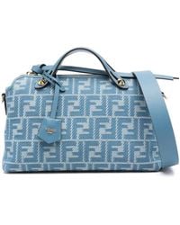 Fendi - Denim-Effect Ff Jacquard By The Way Soft Medium Bags - Lyst