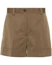 Miu Miu - Logo-patch Wide-leg Tailored Shorts - Lyst