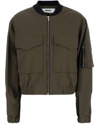 Grifoni - Green Cropped Jacket With Maxi Pockets On Front And Sleeve In Cotton Woman - Lyst
