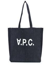 A.P.C. - Daniela Blue Denim Shopper Bag With Logo Print A.p.c - Lyst