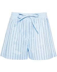 GIUSEPPE DI MORABITO - Short Striped Shorts With Rhinestones - Lyst
