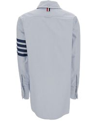 Thom Browne - EXAGGERATED Easy Fit Point Collar Shirt In University Stripe W/ Woven 4 Bar Stripe Oxfordw - Lyst