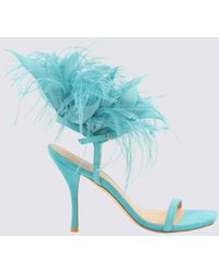 Stuart Weitzman - Turquoise Leather Feather Sandals - Lyst