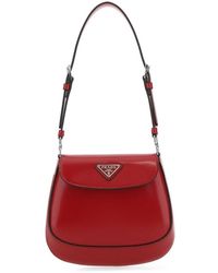 Prada Mini Cleo Leather Shoulder Bag - Red