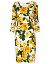 Dolce & Gabbana - 'Rose Gialle' Midi Dress - Lyst