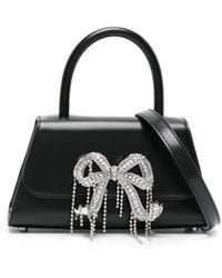 Self-Portrait - Bow Mini Leather Tote Bag With Crystal Details - Lyst