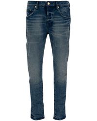 Purple Brand - Blue Skinny Jeans With Rips In Stretch Cotton Denim Man - Lyst