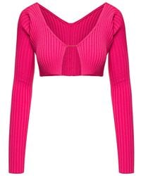 Jacquemus - 'pralù' Ribbed Cropped Cardigan In Viscose Woman - Lyst