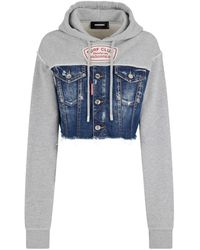 DSquared² - Panelled Crop Hoodie - Lyst