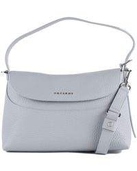 Orciani - Nana Soft Dust-colored Grained Leather Shoulder Bag With Shoulder Strap - Lyst