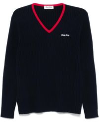 Miu Miu - V Neck Cashmere Sweater - Lyst