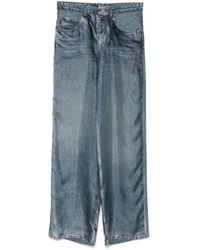 Pierre Louis Mascia - Denim Print Silk Trousers - Lyst