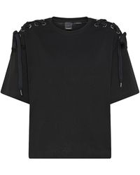 Pinko - Cotton T-Shirt With Crossed Strings - Lyst