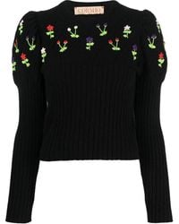 Cormio - Floral-embroidery Wool Jumper - Lyst