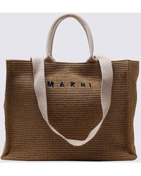 Marni - Sienna Brown Cotton Blend Basket Tote Bag - Lyst