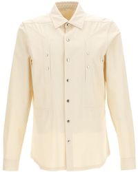 Mens Shirts Rick Owens Shirts Rick Owens Satin Off-white Cupro Shirt in Natural for Men 
