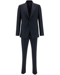 Lardini - Blue Single-breasted Suit With Peak Revers In Wool Man - Lyst