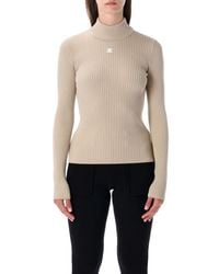 Courreges - Rib Knit Mock Neck Sweater - Lyst