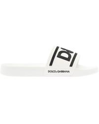 Dolce & Gabbana - White Pool Slide In Rubber With Embossed Logo Dolce& Gabbana Man - Lyst