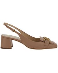 Tod's - Pink Slingbacks With Chain Detail In Leather Woman - Lyst