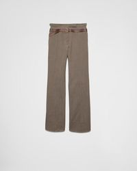 Prada - Wool Pants With Printed Belt - Lyst