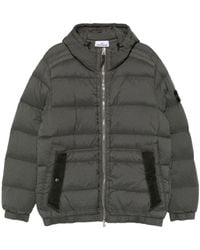 Stone Island - Quilted Hooded Down Jacket With Distinctive Patch Logo - Lyst