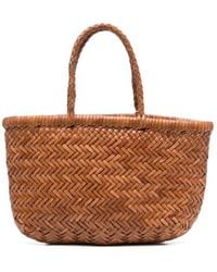 Dragon Diffusion - 'gora' Brown Mini Shoulder Bag With Two Top Handles And Interwoven Design In Leather Woman - Lyst
