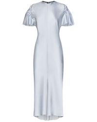 Victoria Beckham - Gathered Sleeve Midi Dress Midi Dress - Lyst