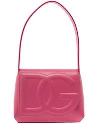 Dolce & Gabbana - 'dg Logo' Pink Shoulder Bag In 3d Quilted Logo Detail In Smooth Leather Woman - Lyst