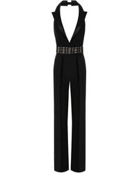 Elisabetta Franchi - Black Jumpsuit With Pearls - Lyst