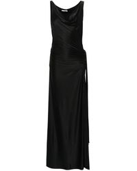 Rabanne - Long Stretch Viscose Dress With Ruching - Lyst