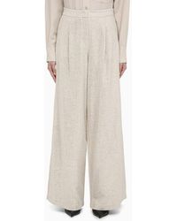 FEDERICA TOSI - Bamboo-coloured Wide Trousers With Micro Sequins - Lyst