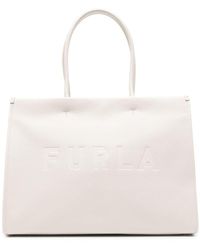 Furla - Logo-debossed Leather Tote Bag - Lyst