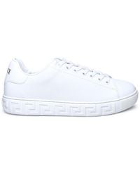 Versace - White Leather Sneakers - Lyst